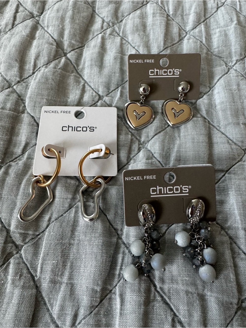 Chico's Two-Tone Gold and Silver Earring Trio